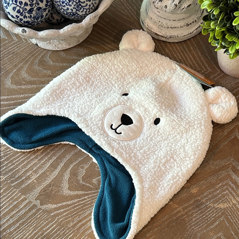NWT! Gymboree Polar Bear Fleece Winter Snow Hat kids Unisex 8+